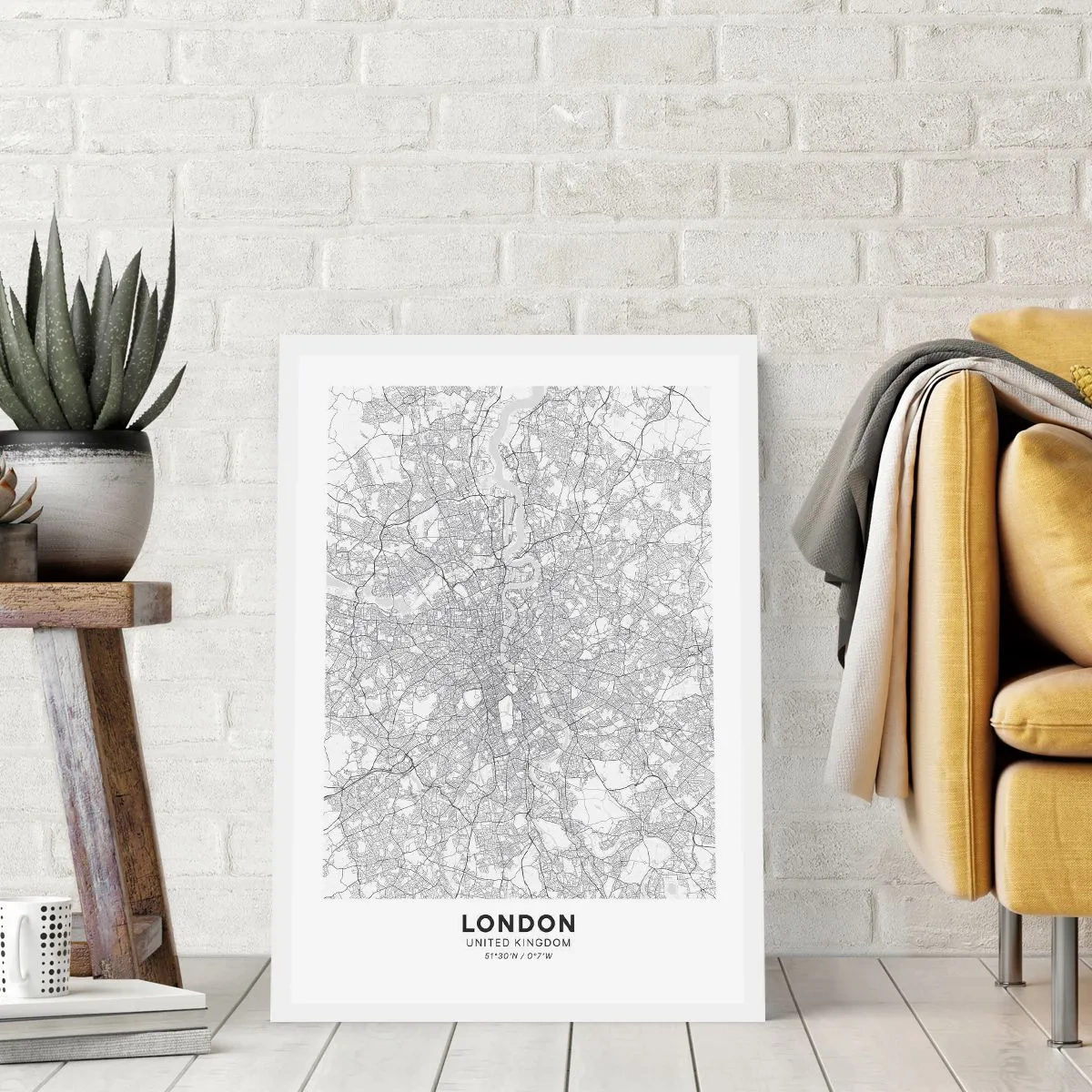 Affiche - Poster - Carte de Londres en noir et blanc avec des détails précis des rues - 50x70cm - Carte du labyrinthe londonien - Décoration murale moderne pour le salon et la chambre ARTTOR