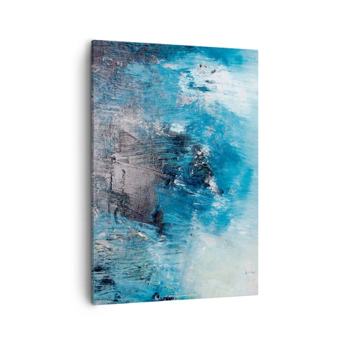 Impression sur toile - Image sur toile - Coups de pinceau abstraits dans des tons de bleu - 50x70cm - Rhapsodie en bleu - Décoration murale moderne pour le salon et la chambre ARTTOR