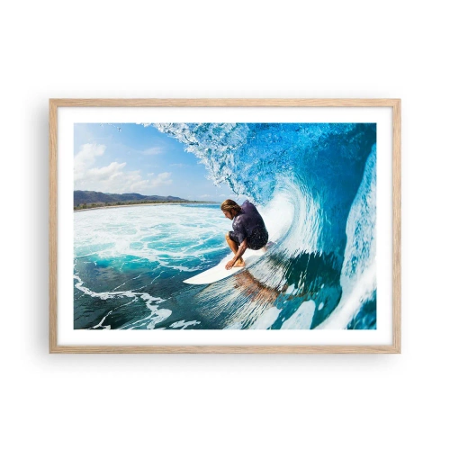 Affiche dans un chêne clair - Poster - Danse avec les vagues - 70x50 cm