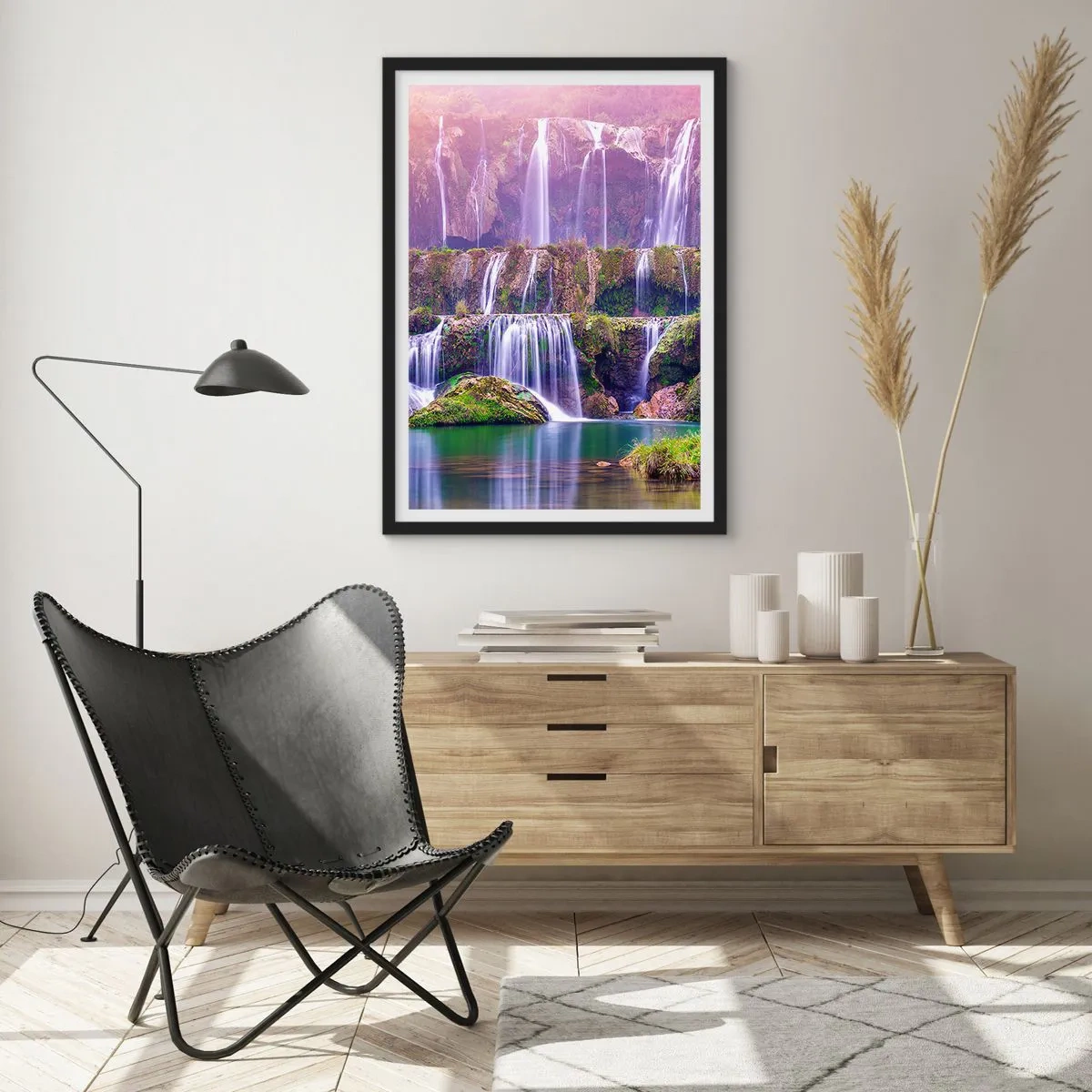 Affiche dans un cadre noir - Poster - Escalier vers le ciel - 70x100 cm