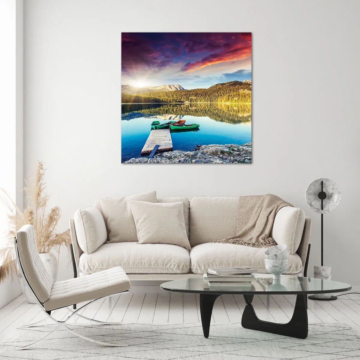 Impression sur verre - Image sur verre - Aussi lisse qu'un miroir au-dessus de l'eau - 70x70 cm