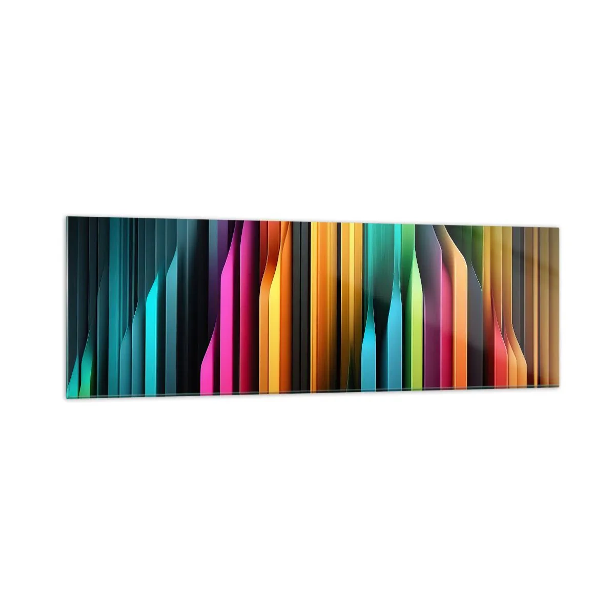 Impression sur verre - Image sur verre - Les lignes verticales colorées créent une abstraction dynamique. - 160x50cm - Un organe de lumière - Décoration murale moderne pour le salon et la chambre ARTTOR