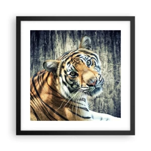 Affiche dans un cadre noir - Poster - Portrait dans les flots de lumière - 40x40 cm