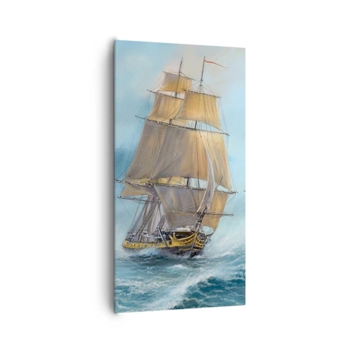 Impression sur toile - Image sur toile - Se précipitant sur les vagues - 65x120 cm