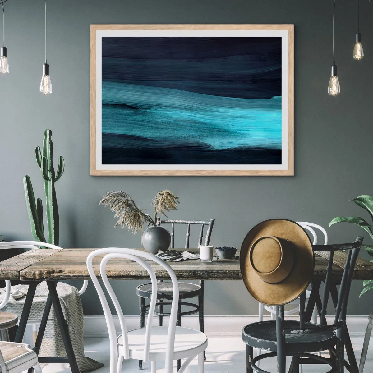 Affiche dans un chêne clair - Poster - Suivez le courant - 100x70 cm