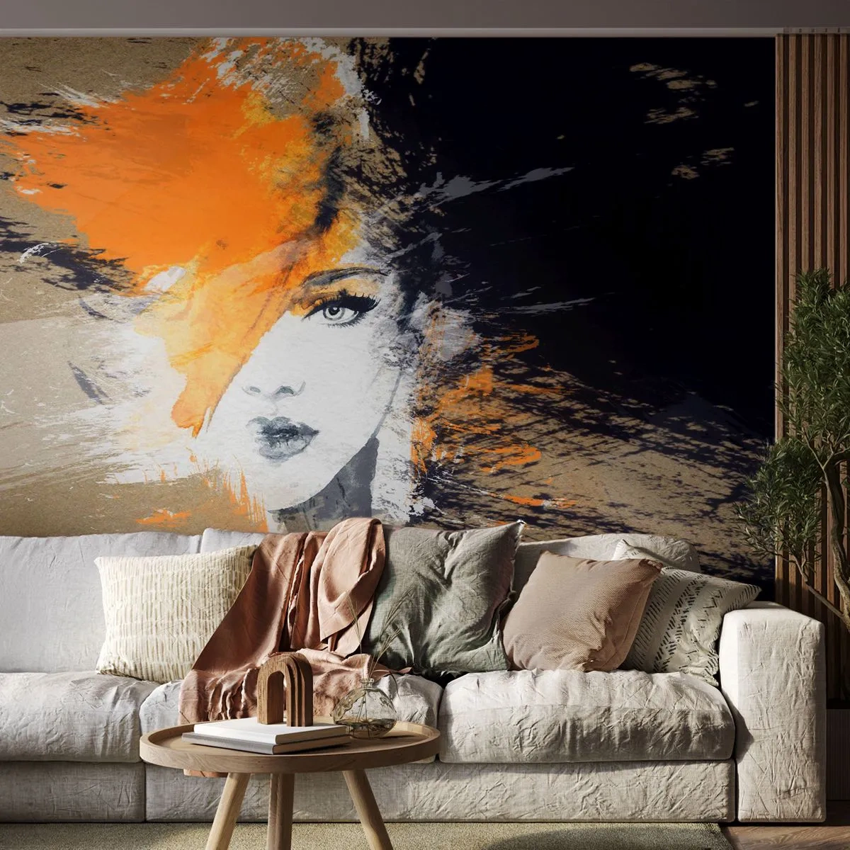 Papier Peint Autocollant Deluxe Sticker - Et la lumière fut - Abstraction, Visage de femme, Femme - 250x175 cm