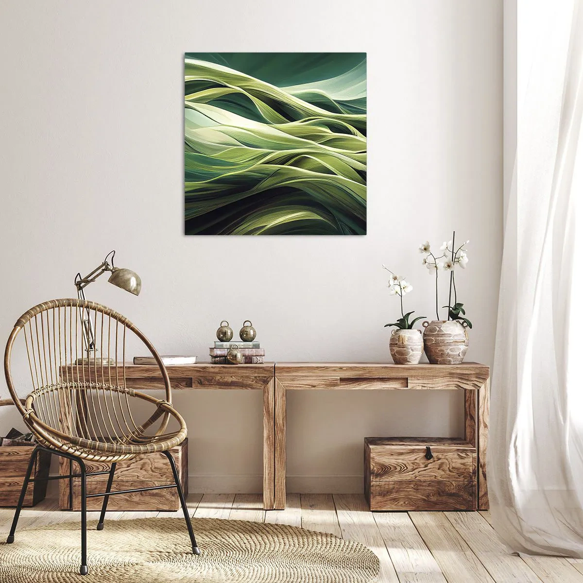 Impression sur toile - Image sur toile - Jeu de vert abstrait - 30x30 cm
