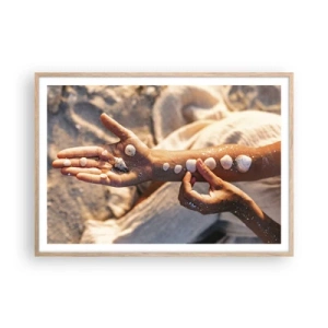 Affiche dans un chêne clair - Poster - La beauté à portée de main - 100x70 cm