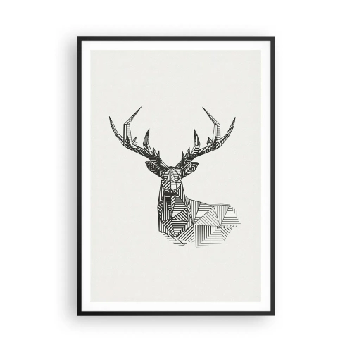 Affiche dans un cadre noir - Poster - Cerf dans un style cubique - 70x100 cm