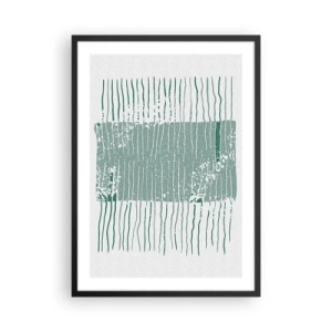 Affiche dans un cadre noir - Poster - Une composition minimaliste de lignes et de textures dans des tons de vert. - 50x70cm - Abstraction de la mer - Décoration murale moderne pour le salon et la chambre ARTTOR