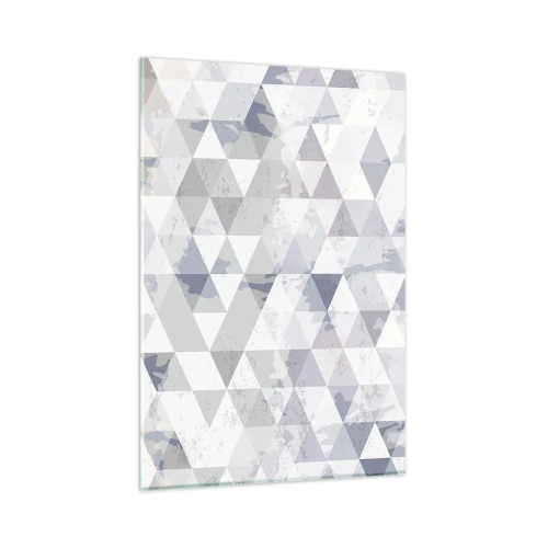 Impression sur verre - Image sur verre - Motif géométrique triangulaire dans des tons pastel - 80x120cm - En rythme de trois - Décoration murale moderne pour le salon et la chambre ARTTOR