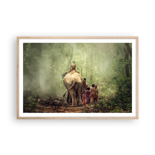 Affiche dans un chêne clair - Poster - Nouveau livre de la jungle - 91x61 cm