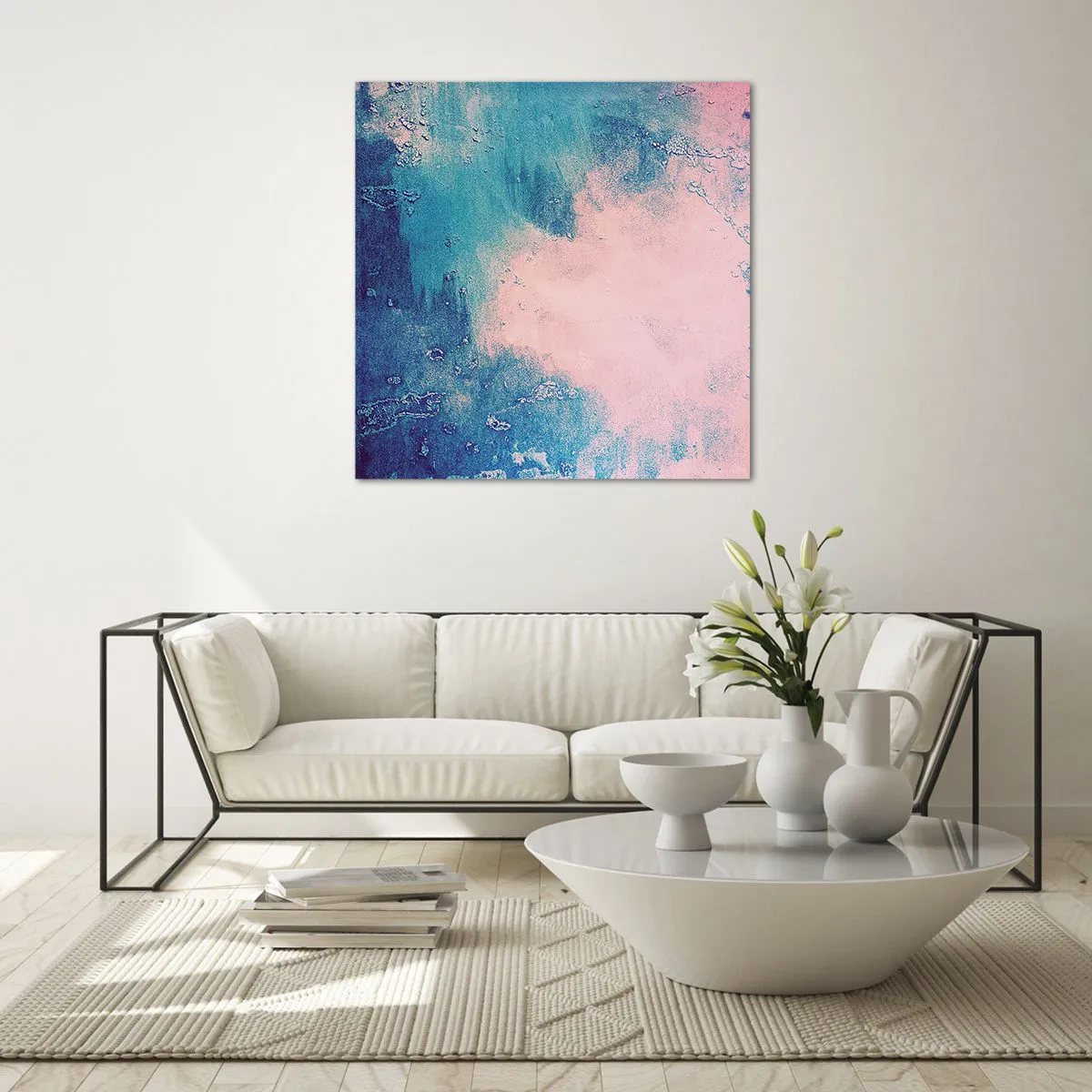 Impression sur verre - Image sur verre - Etreintes bleues - 50x50 cm