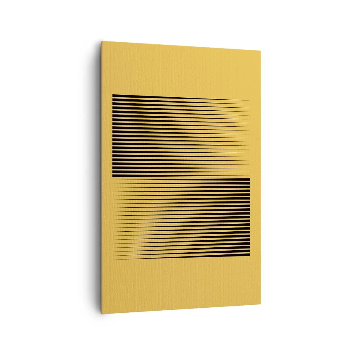 Impression sur toile - Image sur toile - Lignes noires verticales sur fond jaune - 80x120cm - Cadre opposé - Décoration murale moderne pour le salon et la chambre ARTTOR