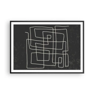 Affiche dans un cadre noir - Poster - Motif géométrique abstrait sur fond sombre - 100x70cm - Pas aussi simple - Décoration murale moderne pour le salon et la chambre ARTTOR