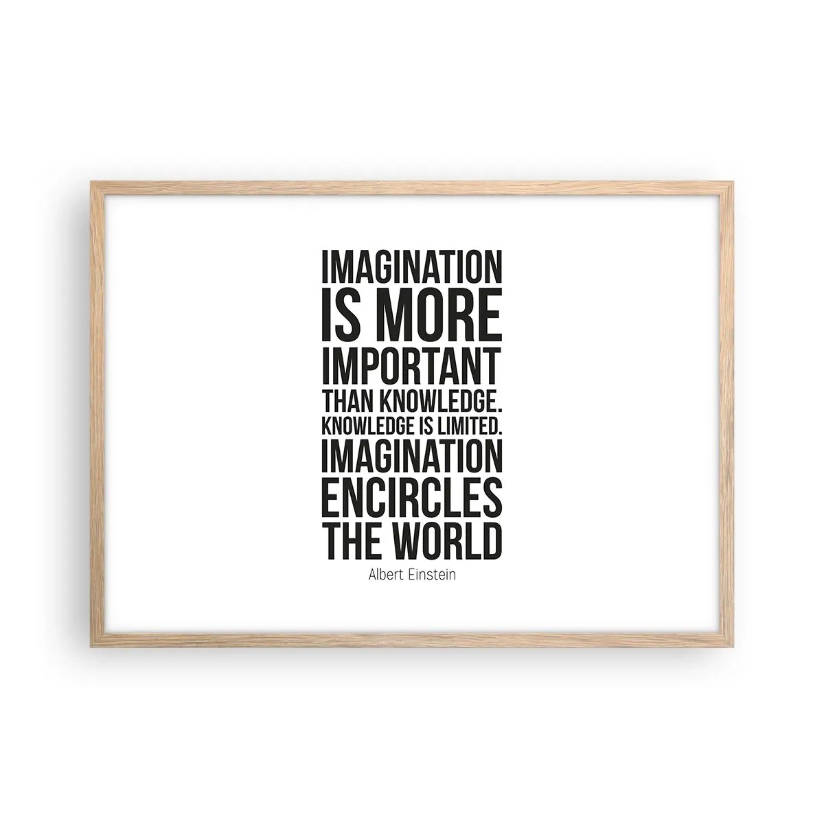 Affiche dans un chêne clair - Poster - Einstein sur le pouvoir de l'imagination - 70x50 cm