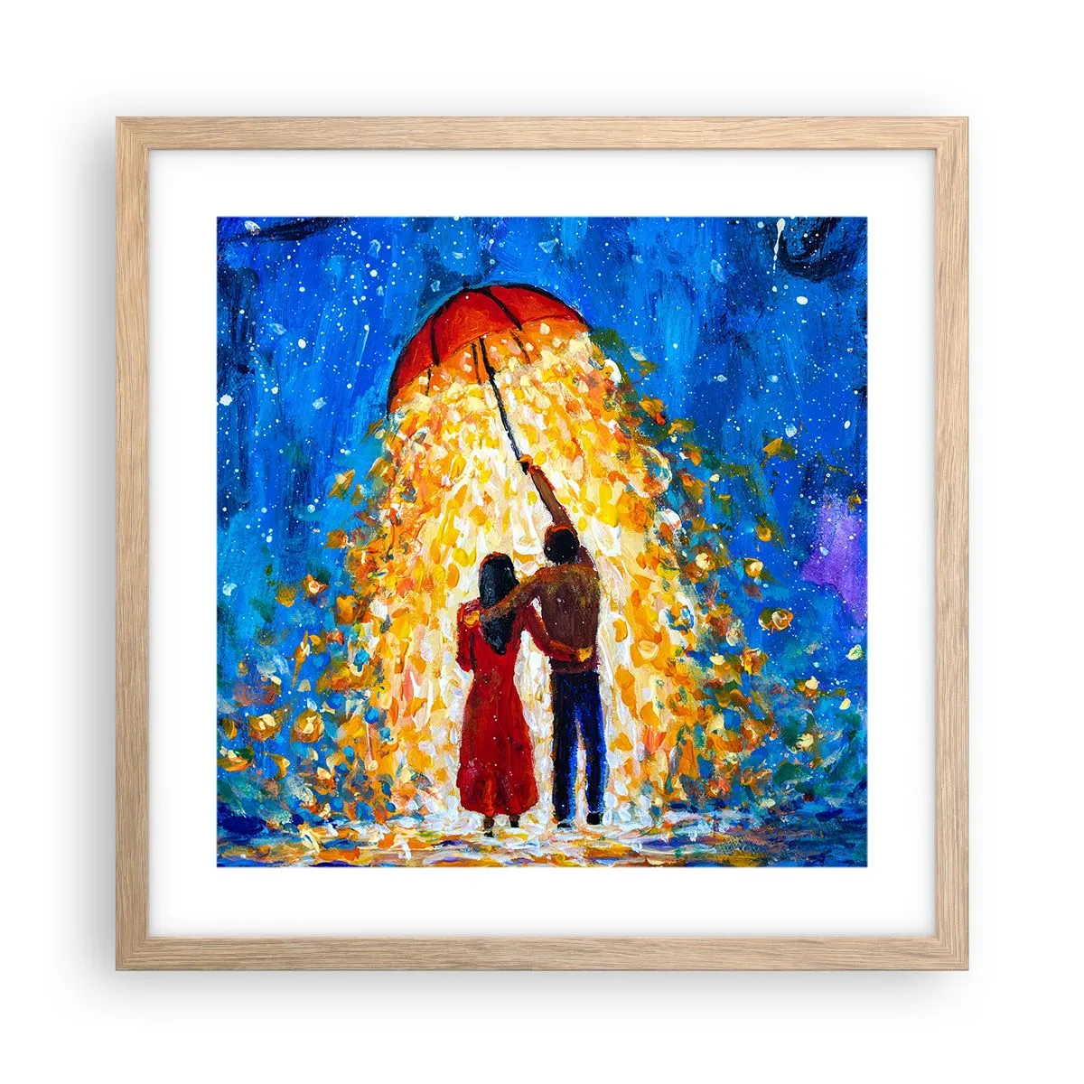 Affiche dans un chêne clair - Poster - La magie d'une soirée pluvieuse ? - 40x40 cm