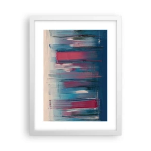Affiche dans un cadre blanc - Poster - Composition verticale en bleu et rouge - 30x40 cm