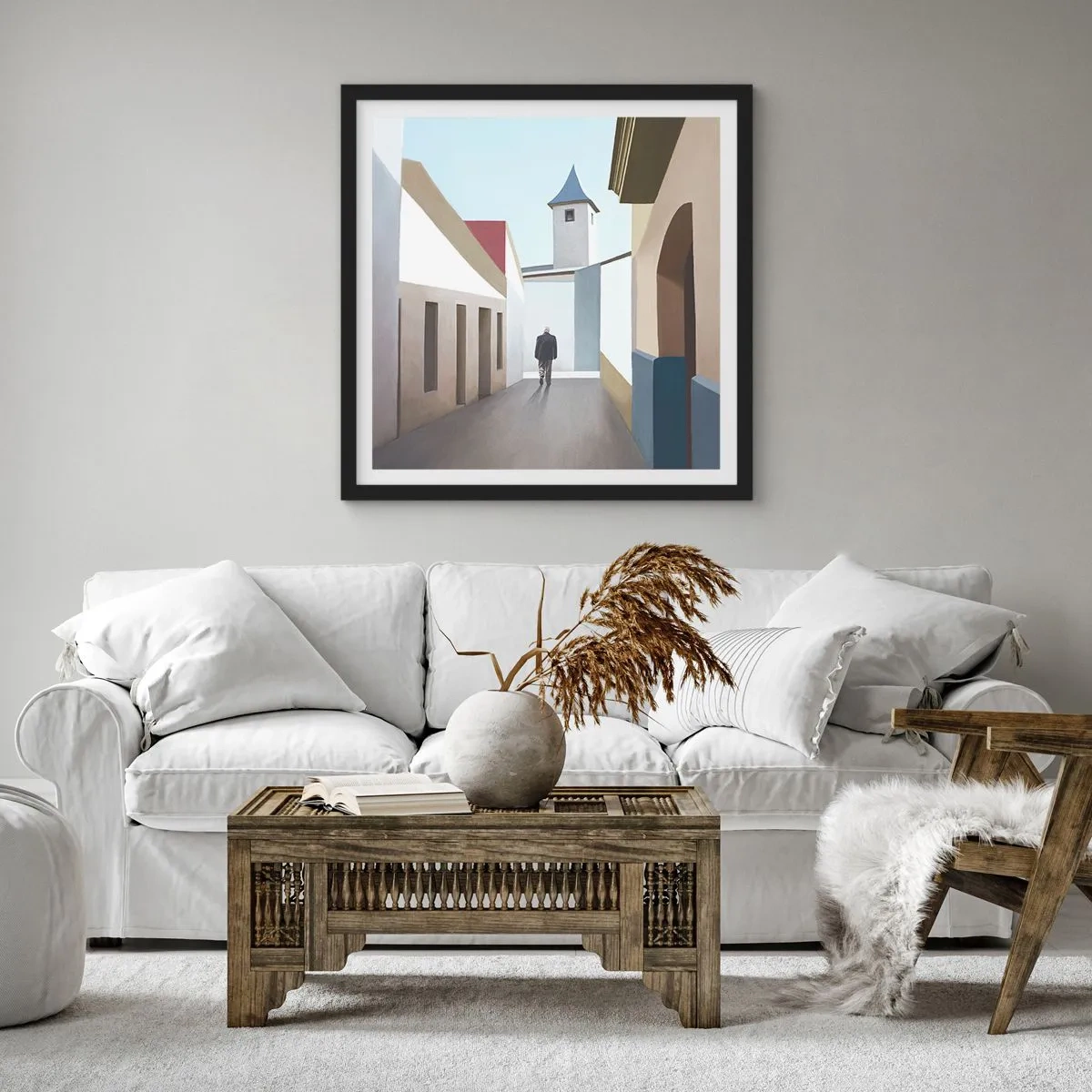 Affiche dans un cadre noir - Poster - Une promenade ensoleillée - 50x50 cm