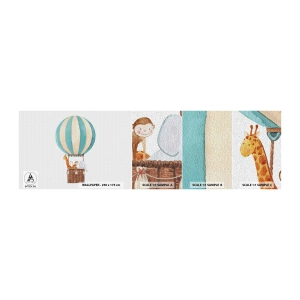 Échantillon De Papier Peint Standard Eco - Voyage fantastique - Ballon, Pour les enfants, Ancien - 100x30 cm