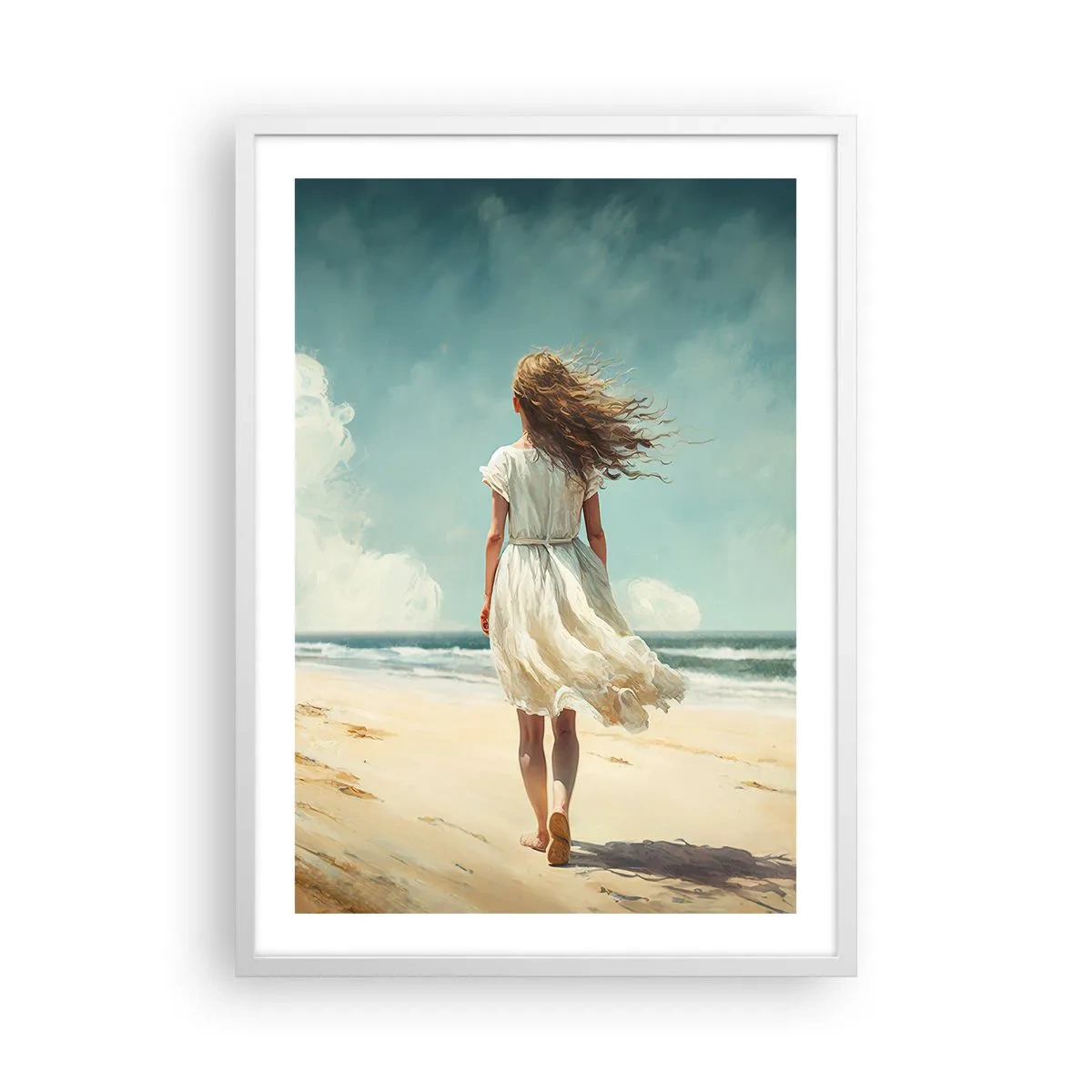 Affiche dans un cadre blanc - Poster - Pour rencontrer le soleil et le vent - 50x70 cm
