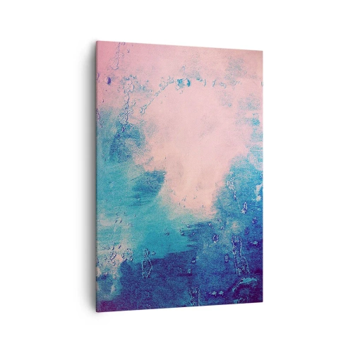 Impression sur toile - Image sur toile - Texture abstraite dans les tons de rose et de bleu - 70x100cm - Etreintes bleues - Décoration murale moderne pour le salon et la chambre ARTTOR
