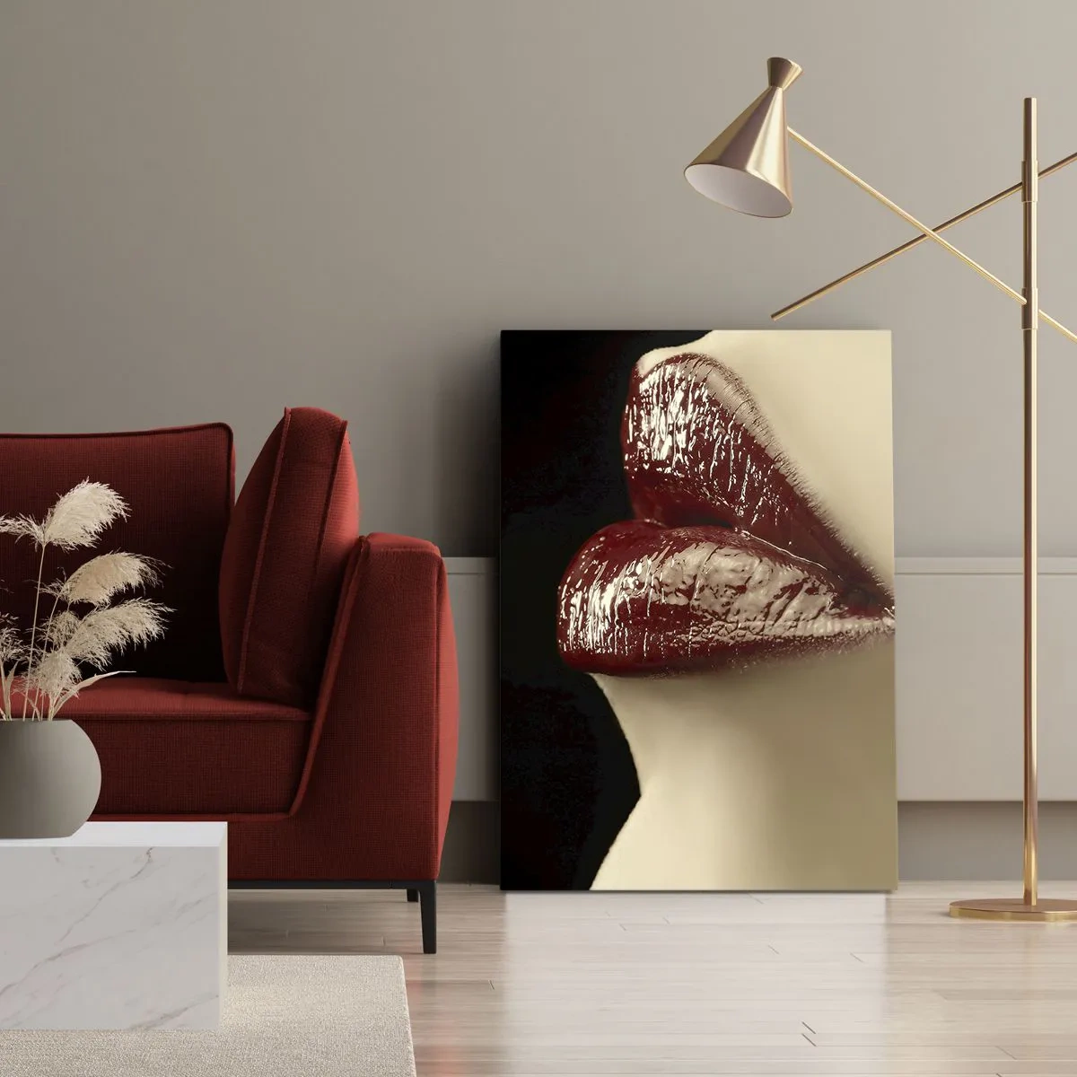 Impression sur toile - Image sur toile - Sensualité et brillance du carmin - 55x100 cm