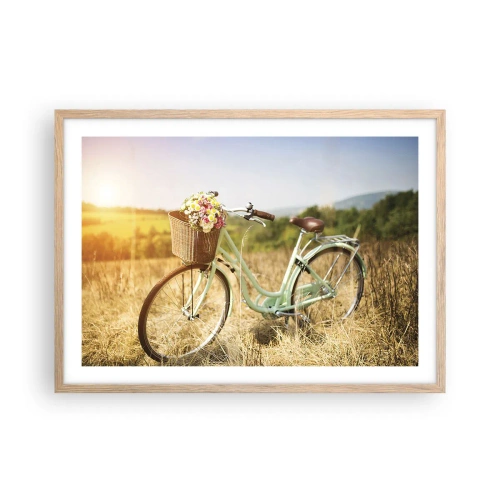 Affiche dans un chêne clair - Poster - Je vais rester un petit moment - 70x50 cm