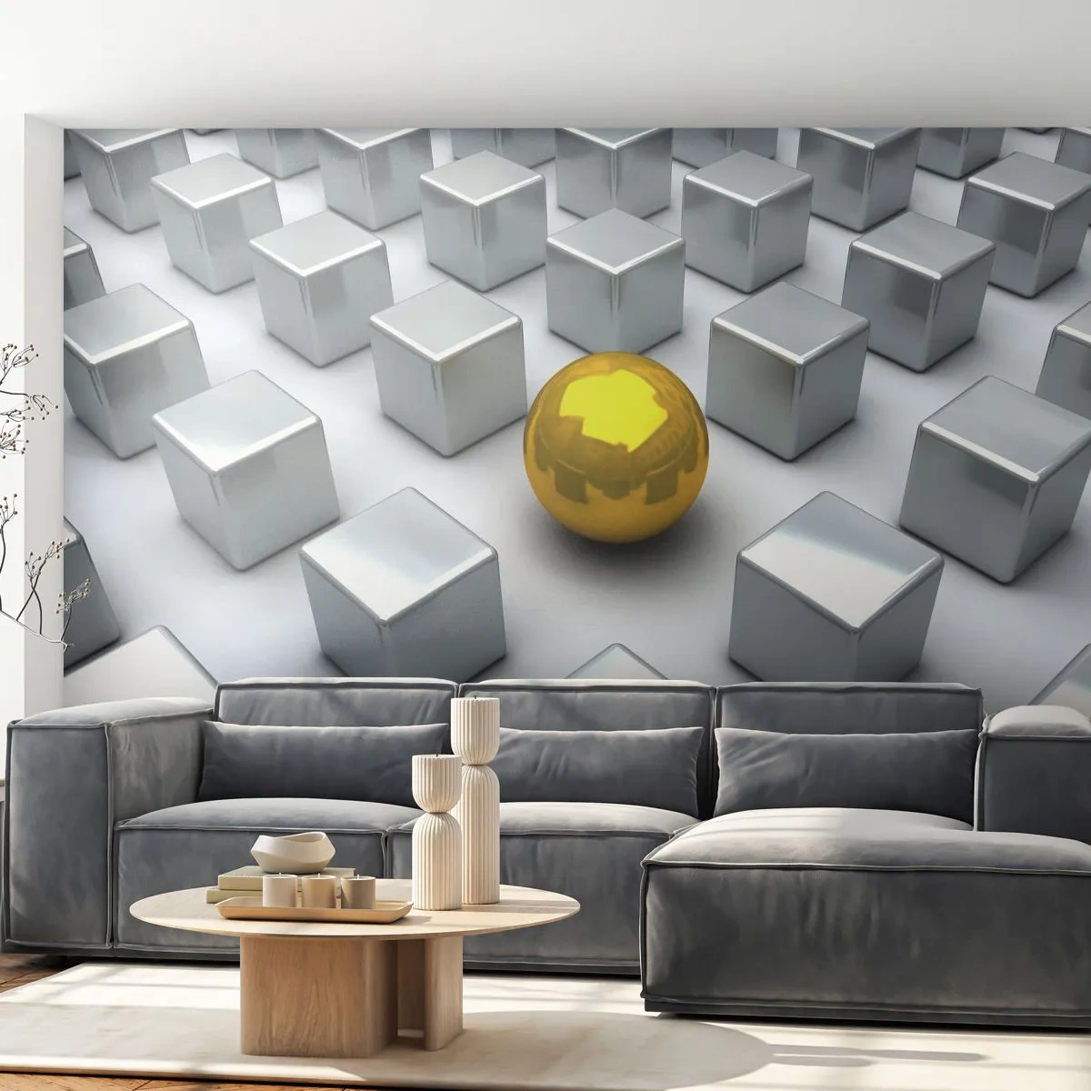 Papier Peint Autocollant Deluxe Sticker - Pourquoi moi? Composition géométrique - Abstraction, 3D, Graphique - 250x175 cm