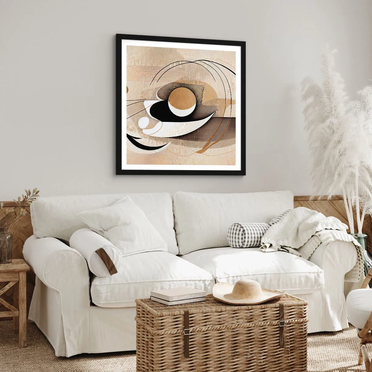 Affiche dans un cadre noir - Poster - Composition : l'essence des choses - 30x30 cm