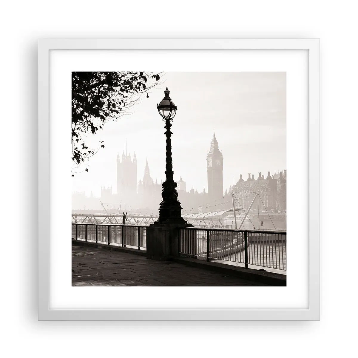 Affiche dans un cadre blanc - Poster - Un matin londonien - 40x40 cm