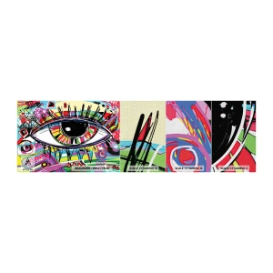 Échantillon de Papier Peint Premium Canvas - Oeil coloré - âme colorée - Abstraction, Œil, Graphique - 100x30 cm