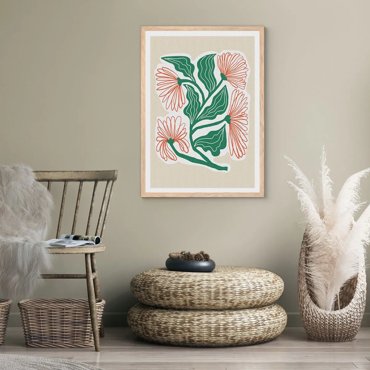 Affiche dans un chêne clair - Poster - Folk et moderne - 50x70 cm