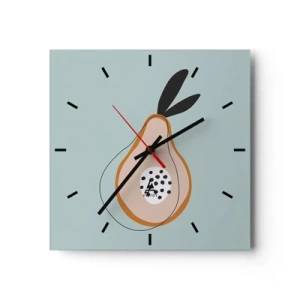 Horloge murale - Pendule murale - Poire abstraite sur fond clair - 30x30cm - Pénétrer la nature des choses - Décoration murale moderne pour le salon et la chambre ARTTOR