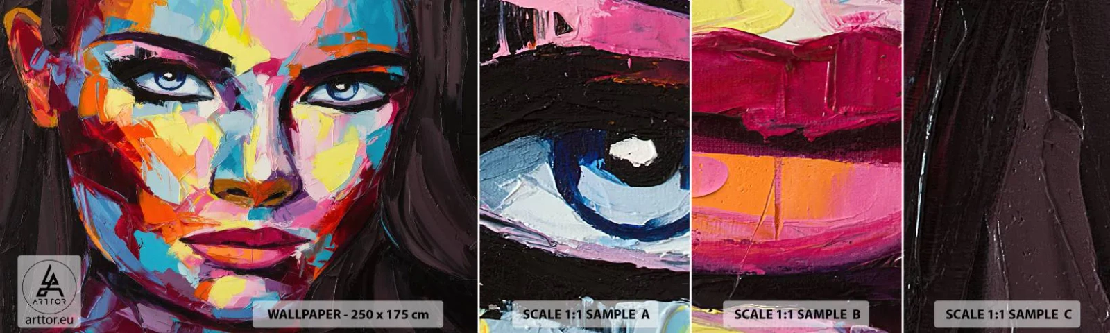 Échantillon De Papier Peint Standard Eco - L'âme aussi est colorée - Portrait d'une femme, Affronter, Morceau - 100x30 cm