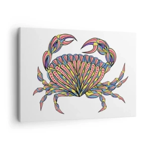 Impression sur toile - Image sur toile - Crabe coloré dans un style artistique - 70x50cm - Bijoux de la mer - Décoration murale moderne pour le salon et la chambre ARTTOR