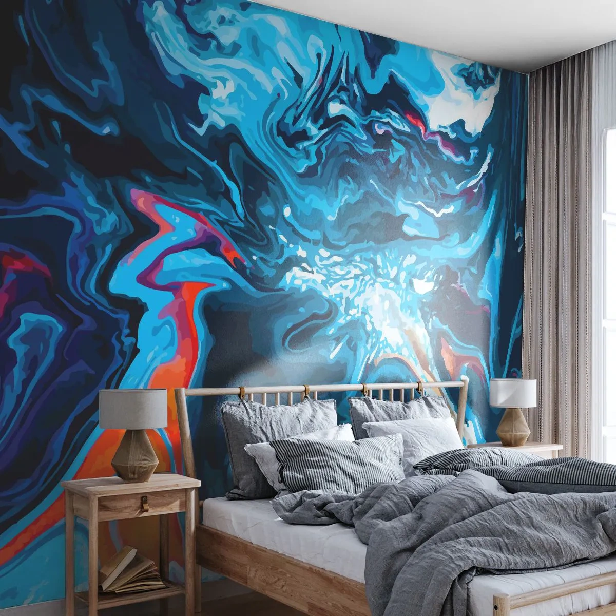 Papier Peint Autocollant Deluxe Sticker - Voyage au centre du ciel - Abstraction, Morceau, Modèle moderne - 350x256 cm