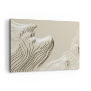 Impression sur toile - Image sur toile - Un motif abstrait dans des tons beiges avec un effet linéaire. - 120x80cm - Topographie artistique - Décoration murale moderne pour le salon et la chambre ARTTOR