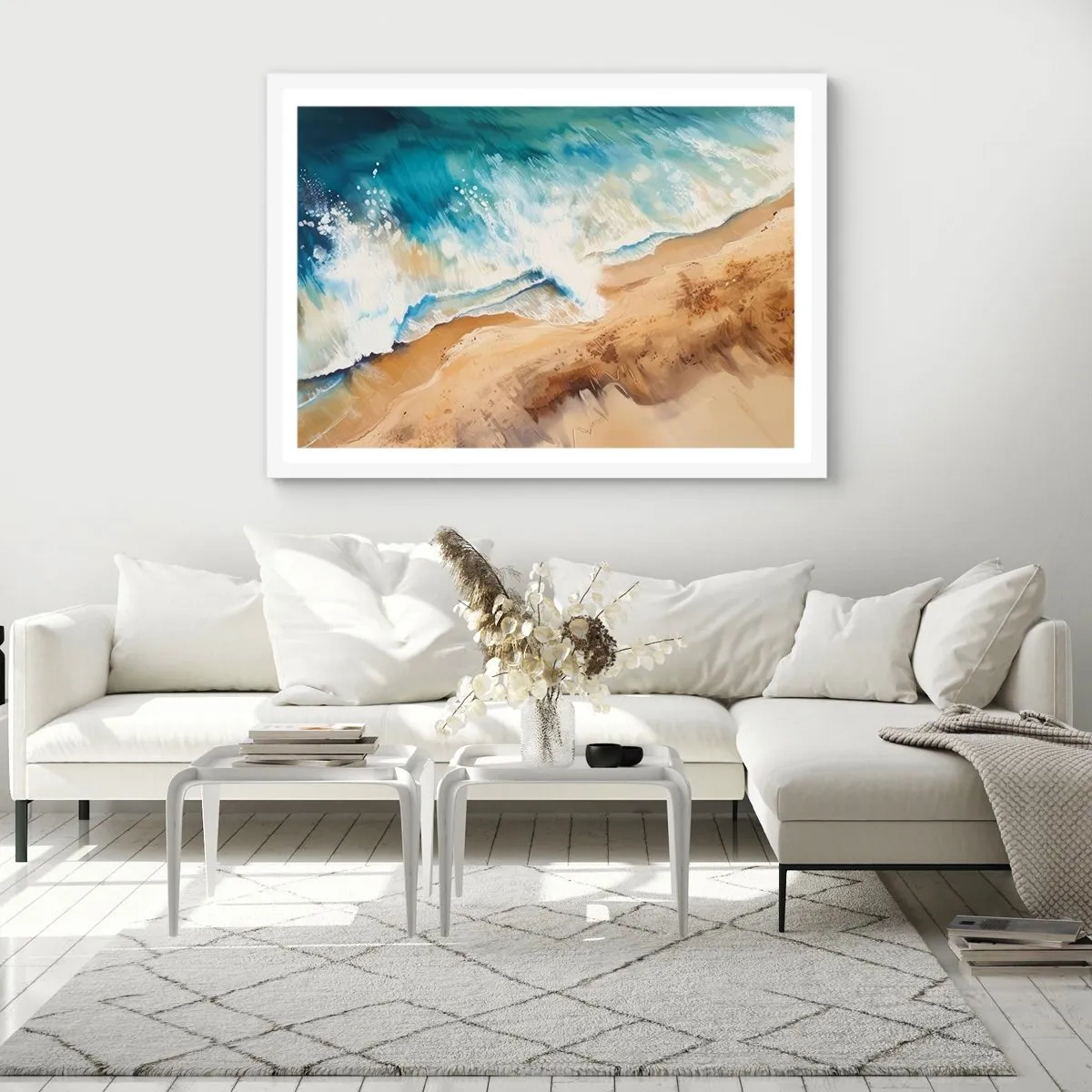 Affiche dans un cadre blanc - Poster - La vague qui revient - 100x70 cm