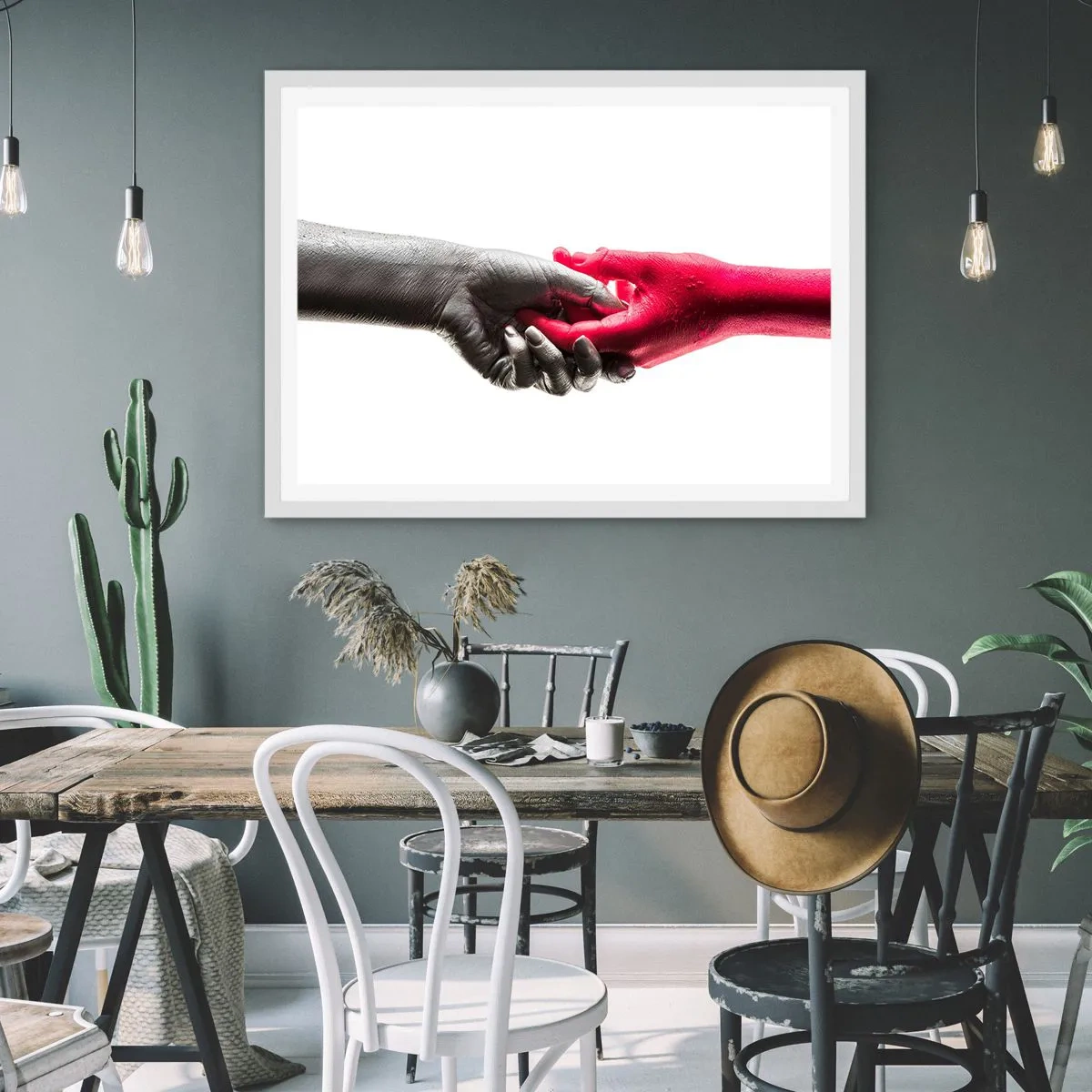 Affiche dans un cadre blanc - Poster - Ensemble, bien que différents - 100x70 cm