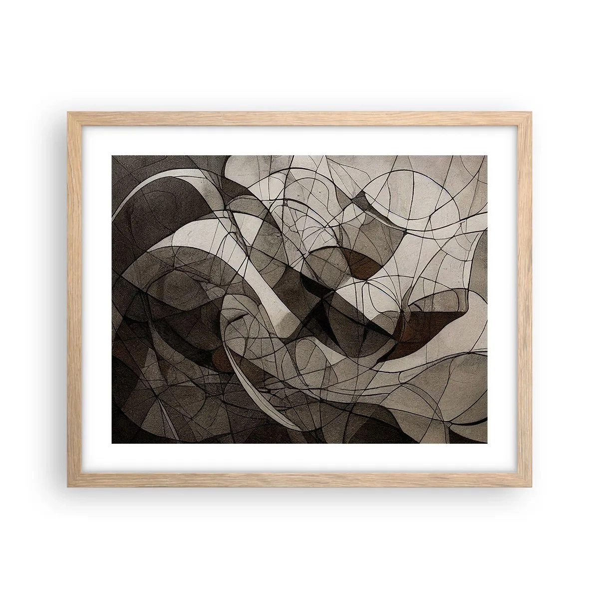 Affiche dans un chêne clair - Poster - Circulation des couleurs de la terre - 50x40 cm