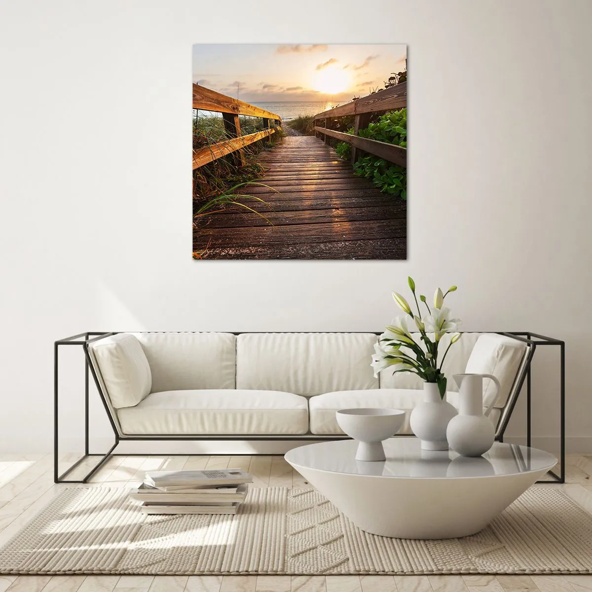 Impression sur verre - Image sur verre - Tout droit vers le rivage - 30x30 cm