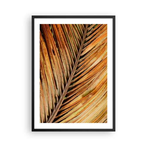 Affiche dans un cadre noir - Poster - Gros plan d'une feuille sèche dans des tons de brun et d'or. - 50x70cm - Or de noix de coco - Décoration murale moderne pour le salon et la chambre ARTTOR
