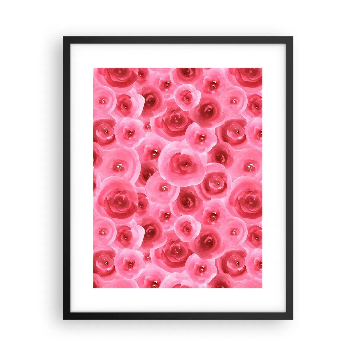 Affiche dans un cadre noir - Poster - Roses en-haut et en-bas - 40x50 cm