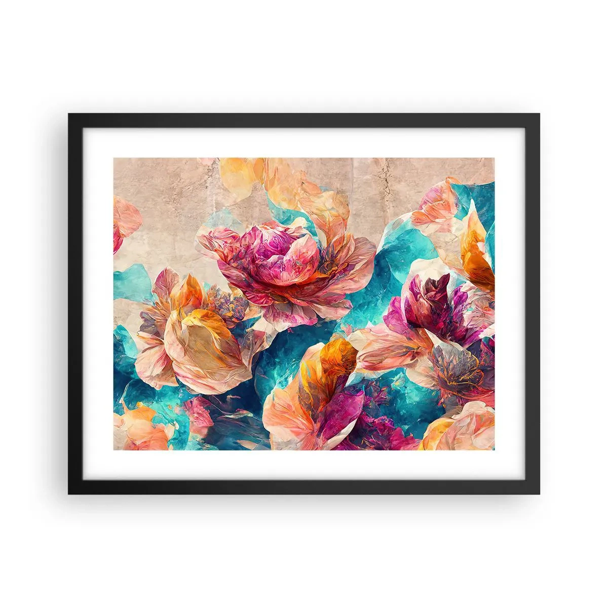 Affiche dans un cadre noir - Poster - Splendeur colorée du bouquet - 50x40 cm