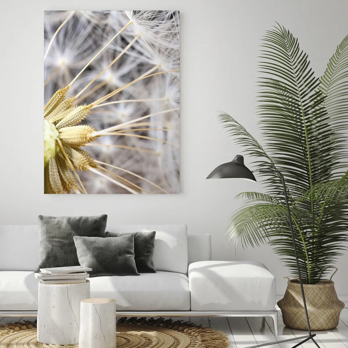 Impression sur verre - Image sur verre - Photographie macro d'un pissenlit aux graines délicates - 70x100cm - Juste avant le départ - Décoration murale moderne pour le salon et la chambre ARTTOR