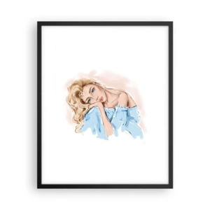 Affiche dans un cadre noir - Poster - Rêveuse en bleu - 40x50 cm