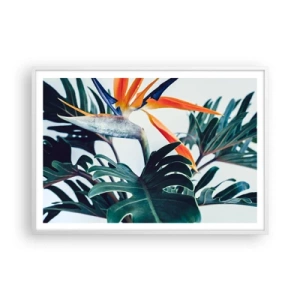 Affiche dans un cadre blanc - Poster - Le buisson oiseaux - 100x70 cm