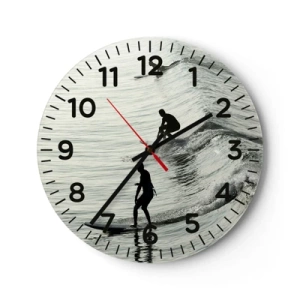 Horloge murale - Pendule murale - A la rencontre de la vague - 40x40 cm