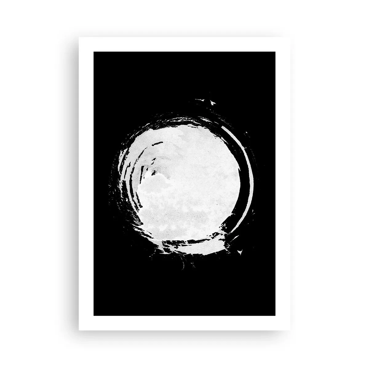 Affiche - Poster - Forme de cercle abstrait blanc sur fond noir - 50x70cm - Belle sortie - Décoration murale moderne pour le salon et la chambre ARTTOR